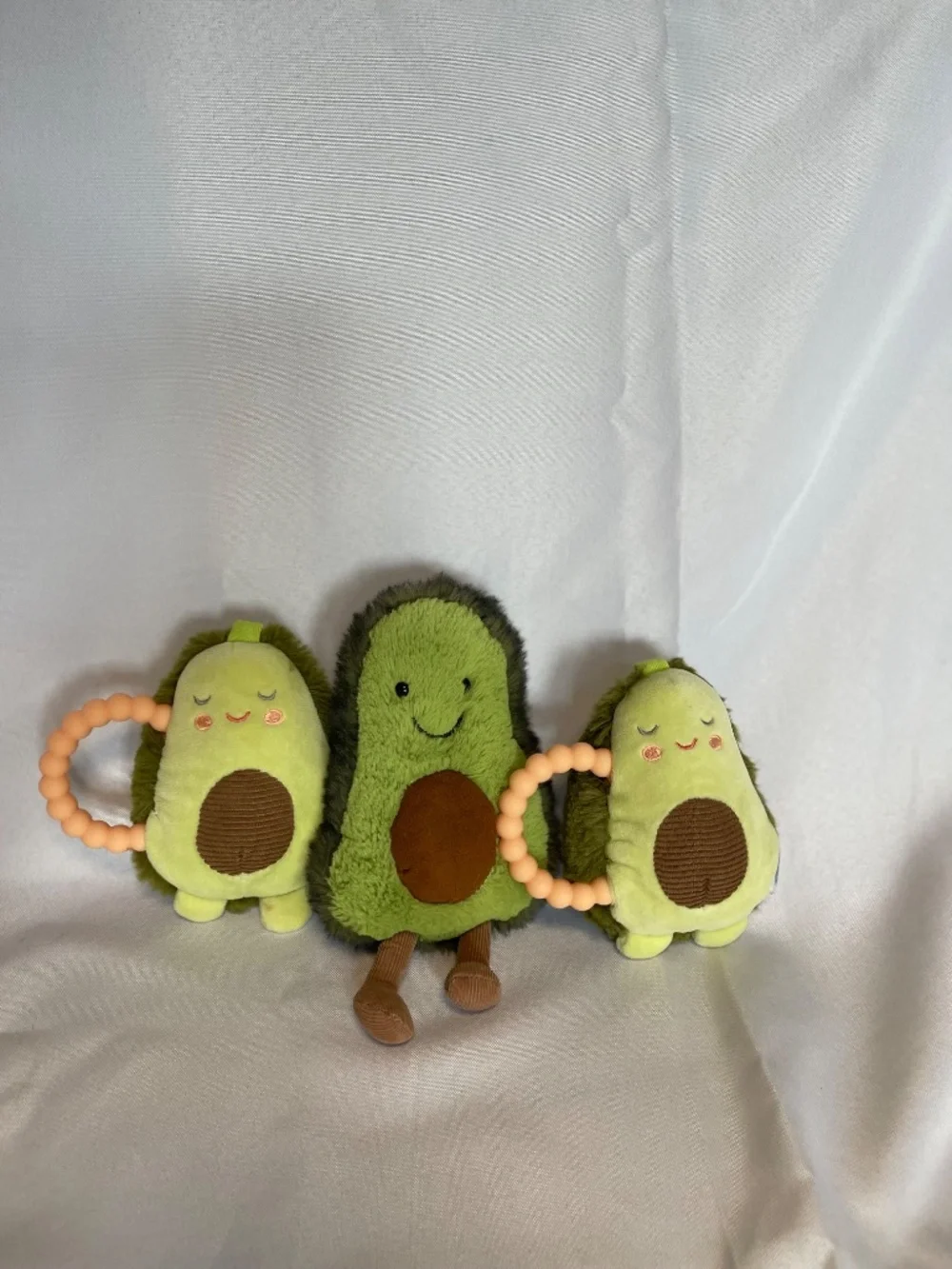 Avocado Plush Trio — Jellycat + 2 Mary Meyer Teether Rattles